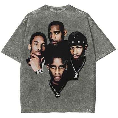 Unisex Fit Washed T-Shirt Kobe and Iverson and T Mac and Carter