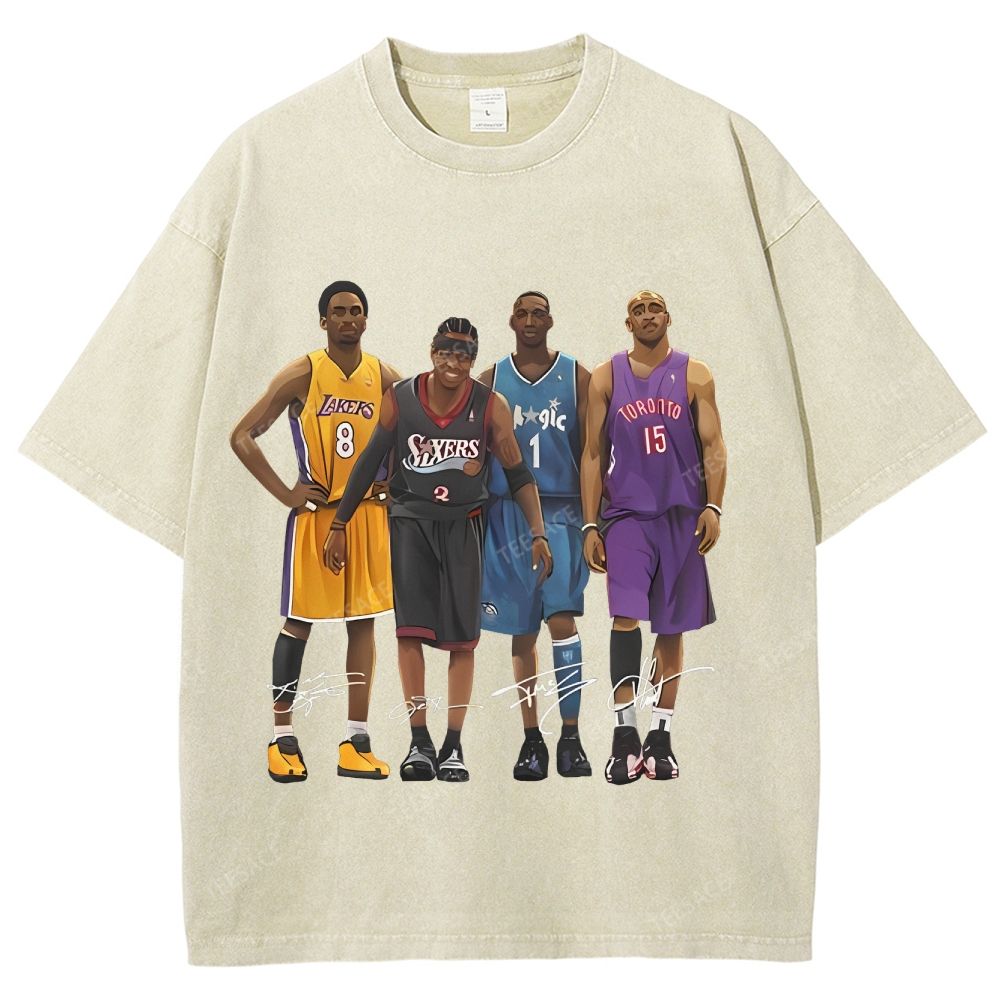 Unisex Fit Washed T-Shirt Kobe and Iverson and T Mac and Carter