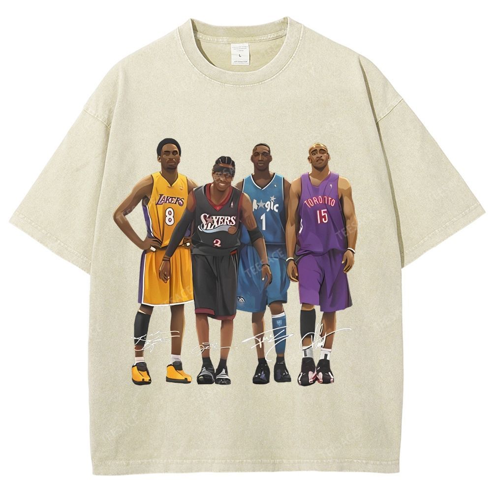 Unisex Fit Washed T-Shirt Kobe and Iverson and T Mac and Carter