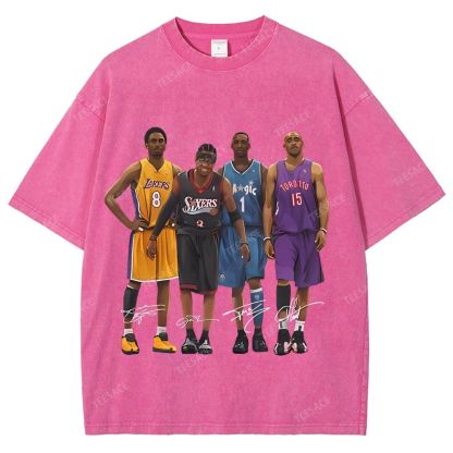 Unisex Fit Washed T-Shirt Kobe and Iverson and T Mac and Carter