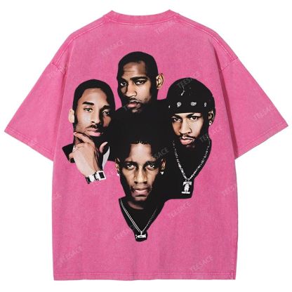 Unisex Fit Washed T-Shirt Kobe and Iverson and T Mac and Carter