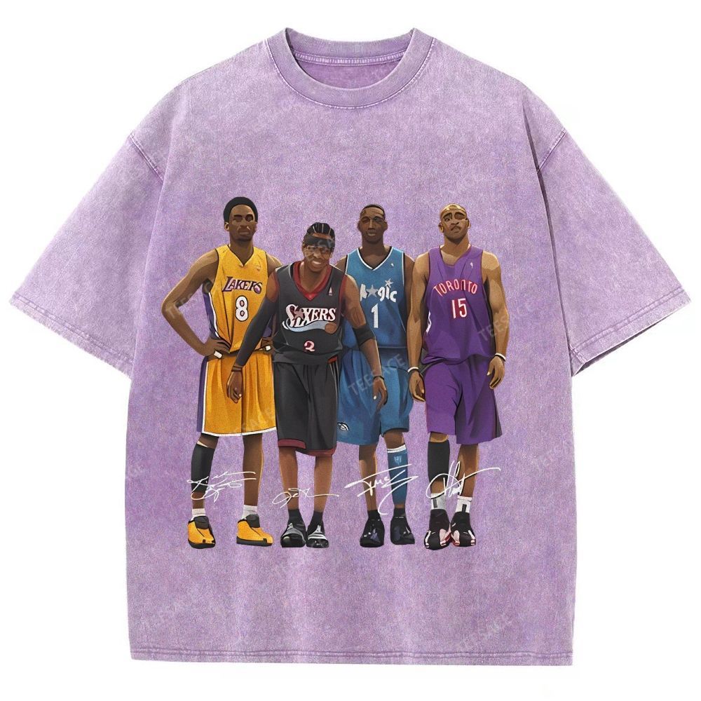 Unisex Fit Washed T-Shirt Kobe and Iverson and T Mac and Carter