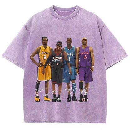 Unisex Fit Washed T-Shirt Kobe and Iverson and T Mac and Carter