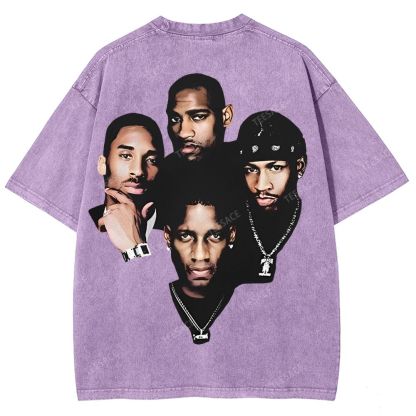 Unisex Fit Washed T-Shirt Kobe and Iverson and T Mac and Carter