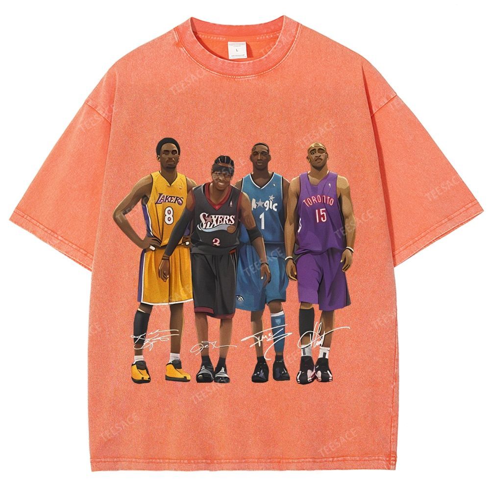Unisex Fit Washed T-Shirt Kobe and Iverson and T Mac and Carter