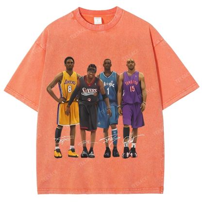 Unisex Fit Washed T-Shirt Kobe and Iverson and T Mac and Carter