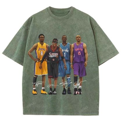 Unisex Fit Washed T-Shirt Kobe and Iverson and T Mac and Carter