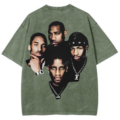 Unisex Fit Washed T-Shirt Kobe and Iverson and T Mac and Carter