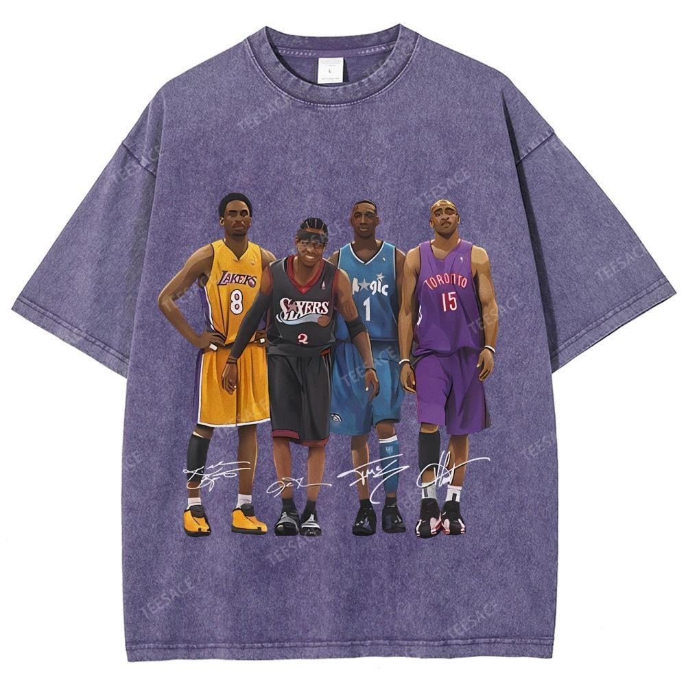 Unisex Fit Washed T-Shirt Kobe and Iverson and T Mac and Carter