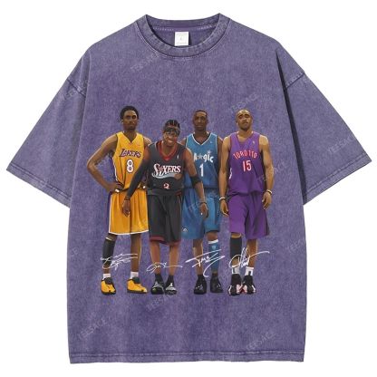 Unisex Fit Washed T-Shirt Kobe and Iverson and T Mac and Carter