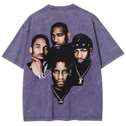 Unisex Fit Washed T-Shirt Kobe and Iverson and T Mac and Carter