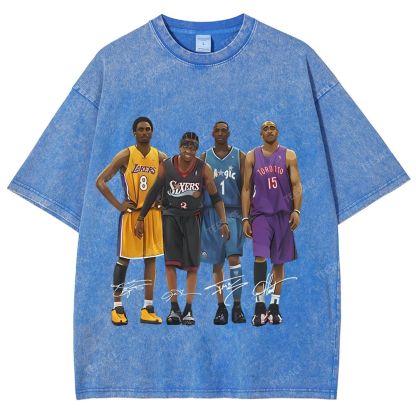 Unisex Fit Washed T-Shirt Kobe and Iverson and T Mac and Carter