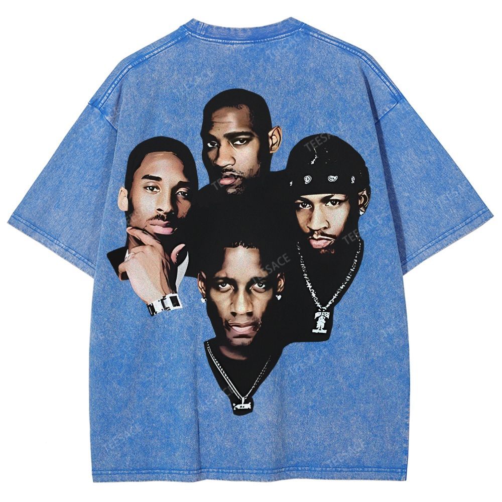 Unisex Fit Washed T-Shirt Kobe and Iverson and T Mac and Carter
