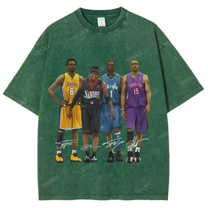 Unisex Fit Washed T-Shirt Kobe and Iverson and T Mac and Carter