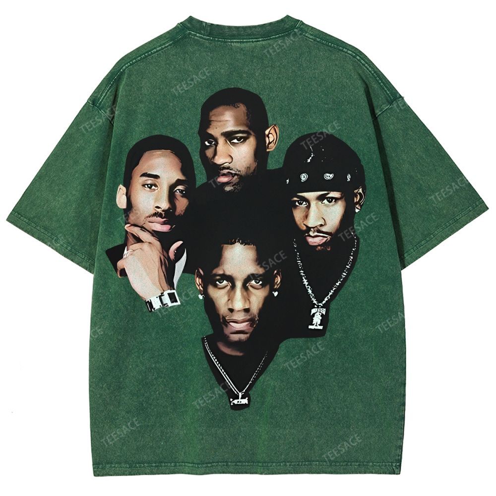 Unisex Fit Washed T-Shirt Kobe and Iverson and T Mac and Carter