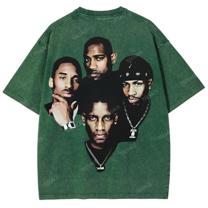Unisex Fit Washed T-Shirt Kobe and Iverson and T Mac and Carter