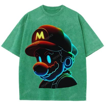Unisex-Adult Ultra Cotton Washed T-Shirt Graphic Mario