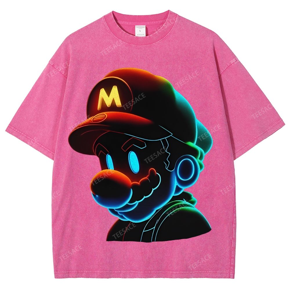 Unisex-Adult Ultra Cotton Washed T-Shirt Graphic Mario