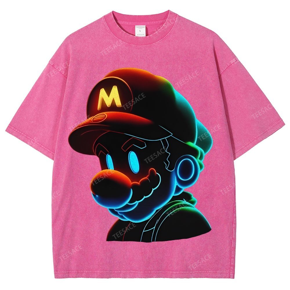 Unisex-Adult Ultra Cotton Washed T-Shirt Graphic Mario