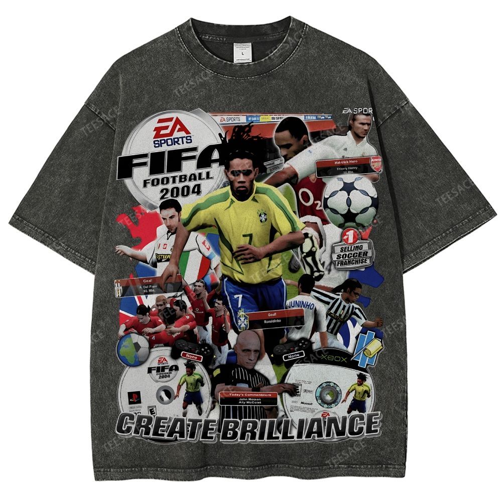 Unisex Fit Washed T-Shirt FIFA 2004 Tee