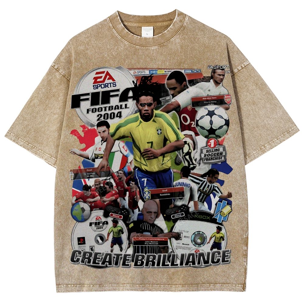 Unisex Fit Washed T-Shirt FIFA 2004 Tee
