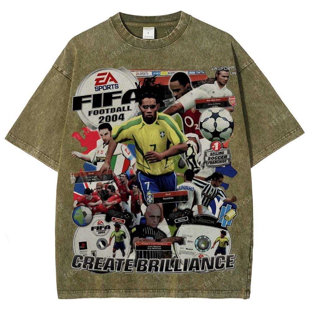 Unisex Fit Washed T-Shirt FIFA 2004 Tee