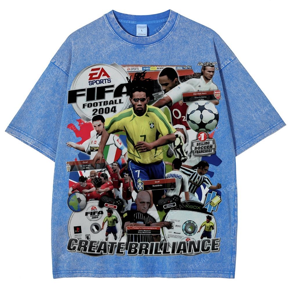 Unisex Fit Washed T-Shirt FIFA 2004 Tee
