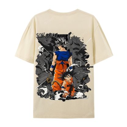 Unisex-Adult Ultra Cotton Washed T-Shirt Graphic Goku