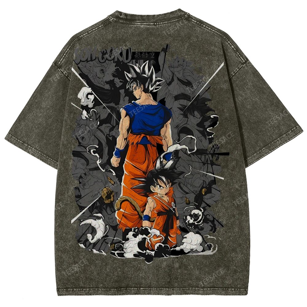 Unisex-Adult Ultra Cotton Washed T-Shirt Graphic Goku