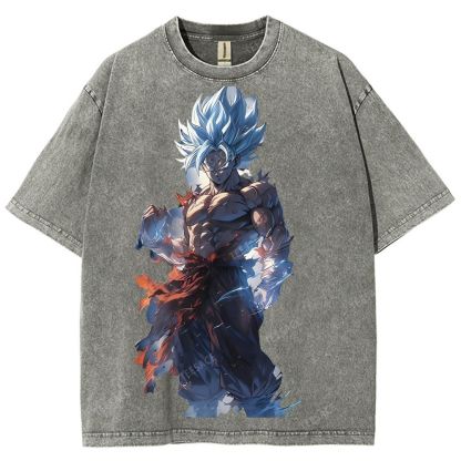 Unisex-Adult Ultra Cotton Washed T-Shirt Graphic Goku
