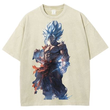 Unisex-Adult Ultra Cotton Washed T-Shirt Graphic Goku