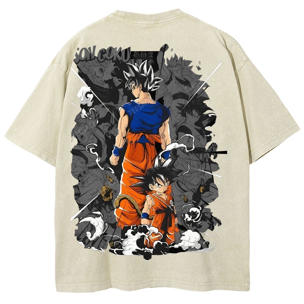 Unisex-Adult Ultra Cotton Washed T-Shirt Graphic Goku
