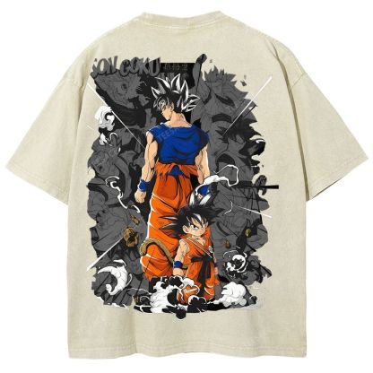 Unisex-Adult Ultra Cotton Washed T-Shirt Graphic Goku
