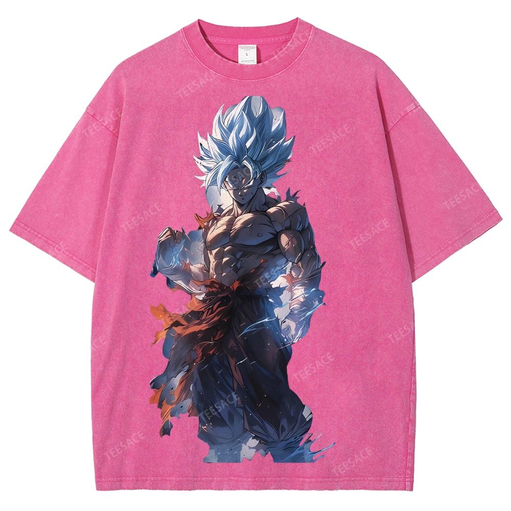 Unisex-Adult Ultra Cotton Washed T-Shirt Graphic Goku