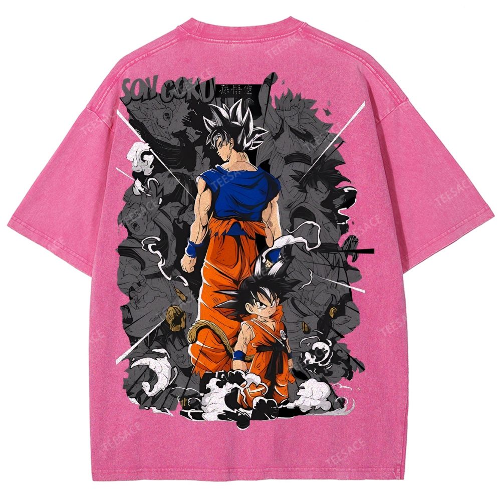 Unisex-Adult Ultra Cotton Washed T-Shirt Graphic Goku