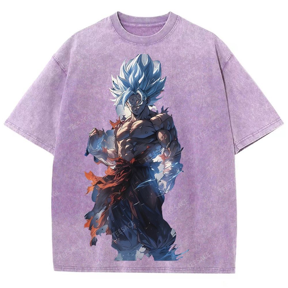 Unisex-Adult Ultra Cotton Washed T-Shirt Graphic Goku