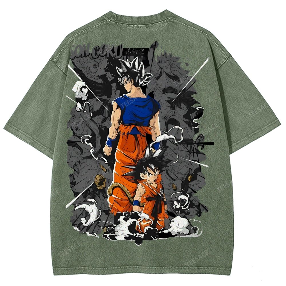 Unisex-Adult Ultra Cotton Washed T-Shirt Graphic Goku