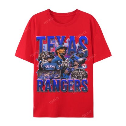 Casual Short Sleeve T-Shirt Texas Rangers World Series Tee