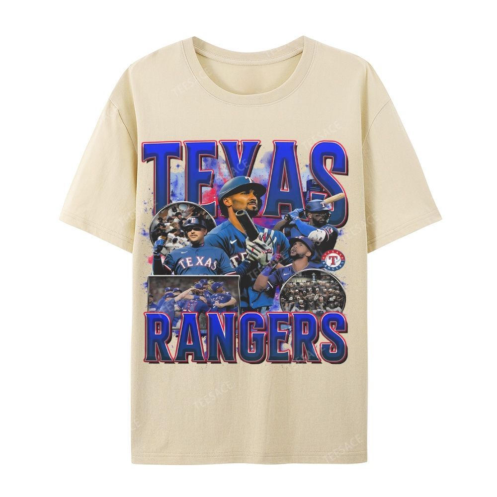 Casual Short Sleeve T-Shirt Texas Rangers World Series Tee