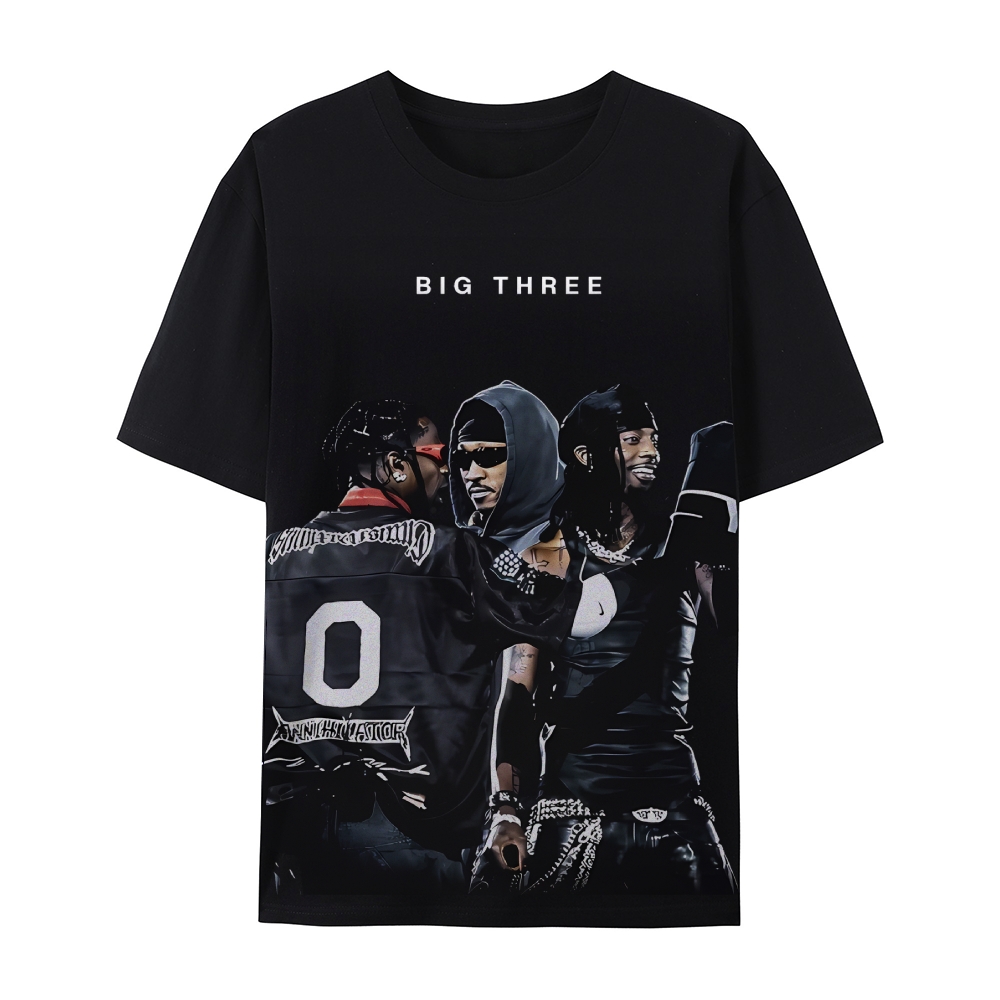MUSIC BIG THREE TEE Casual Short Sleeve T-Shirt  