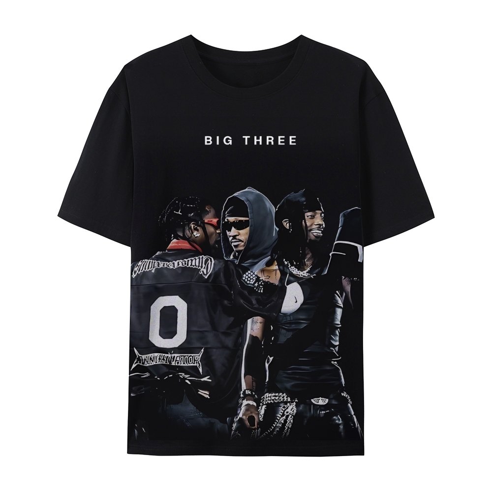 MUSIC BIG THREE TEE Casual Short Sleeve T-Shirt