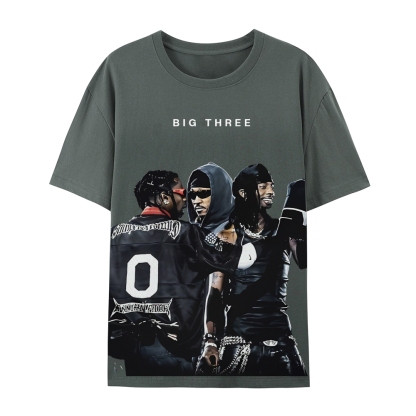 MUSIC BIG THREE TEE Casual Short Sleeve T-Shirt  