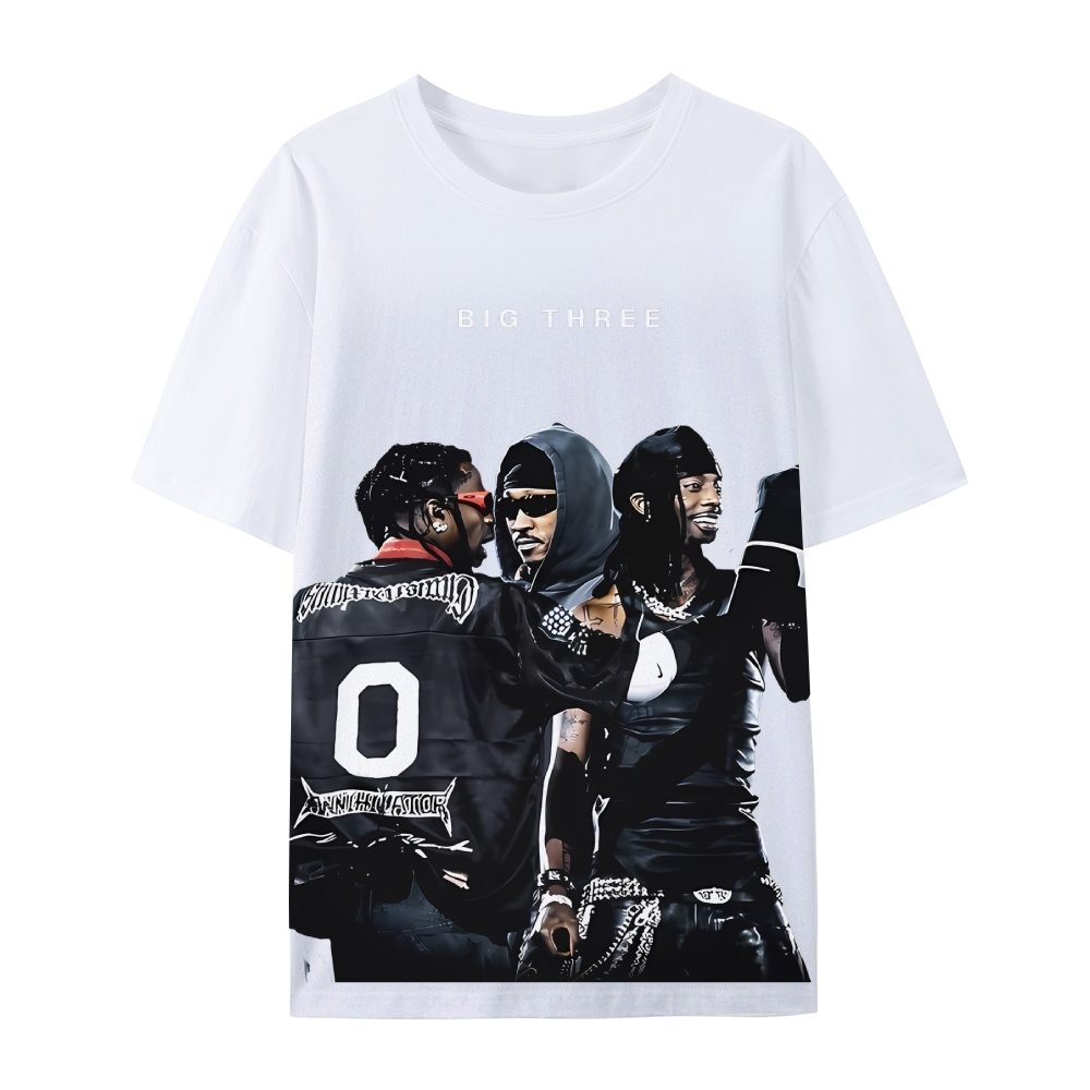 MUSIC BIG THREE TEE Casual Short Sleeve T-Shirt  