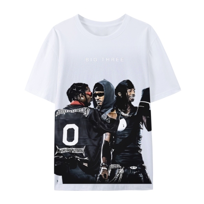 MUSIC BIG THREE TEE Casual Short Sleeve T-Shirt  