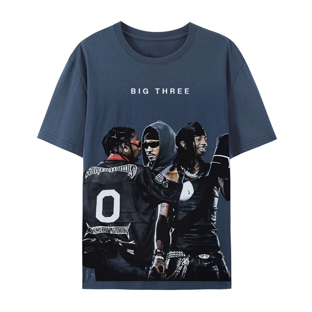 MUSIC BIG THREE TEE Casual Short Sleeve T-Shirt  