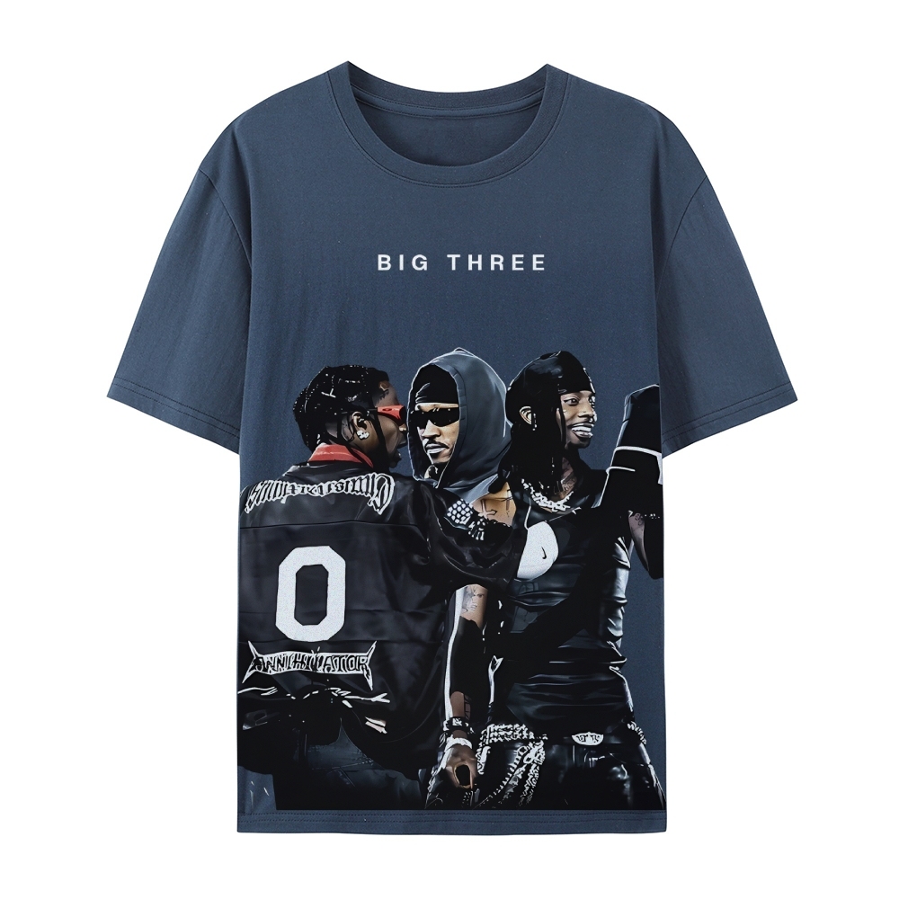 MUSIC BIG THREE TEE Casual Short Sleeve T-Shirt  