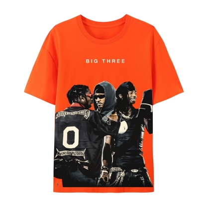 MUSIC BIG THREE TEE Casual Short Sleeve T-Shirt  