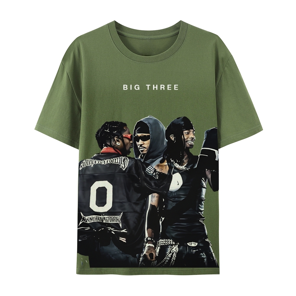 MUSIC BIG THREE TEE Casual Short Sleeve T-Shirt  