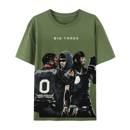 MUSIC BIG THREE TEE Casual Short Sleeve T-Shirt  