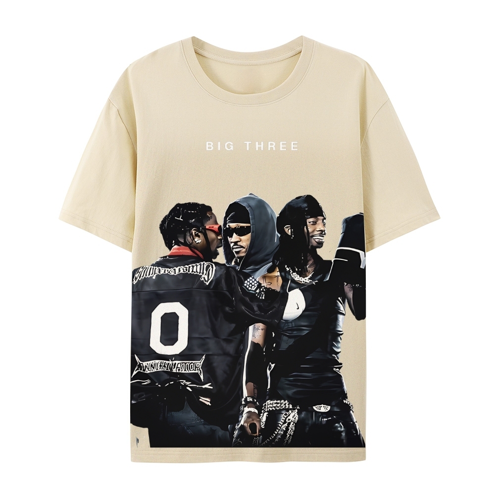 MUSIC BIG THREE TEE Casual Short Sleeve T-Shirt  